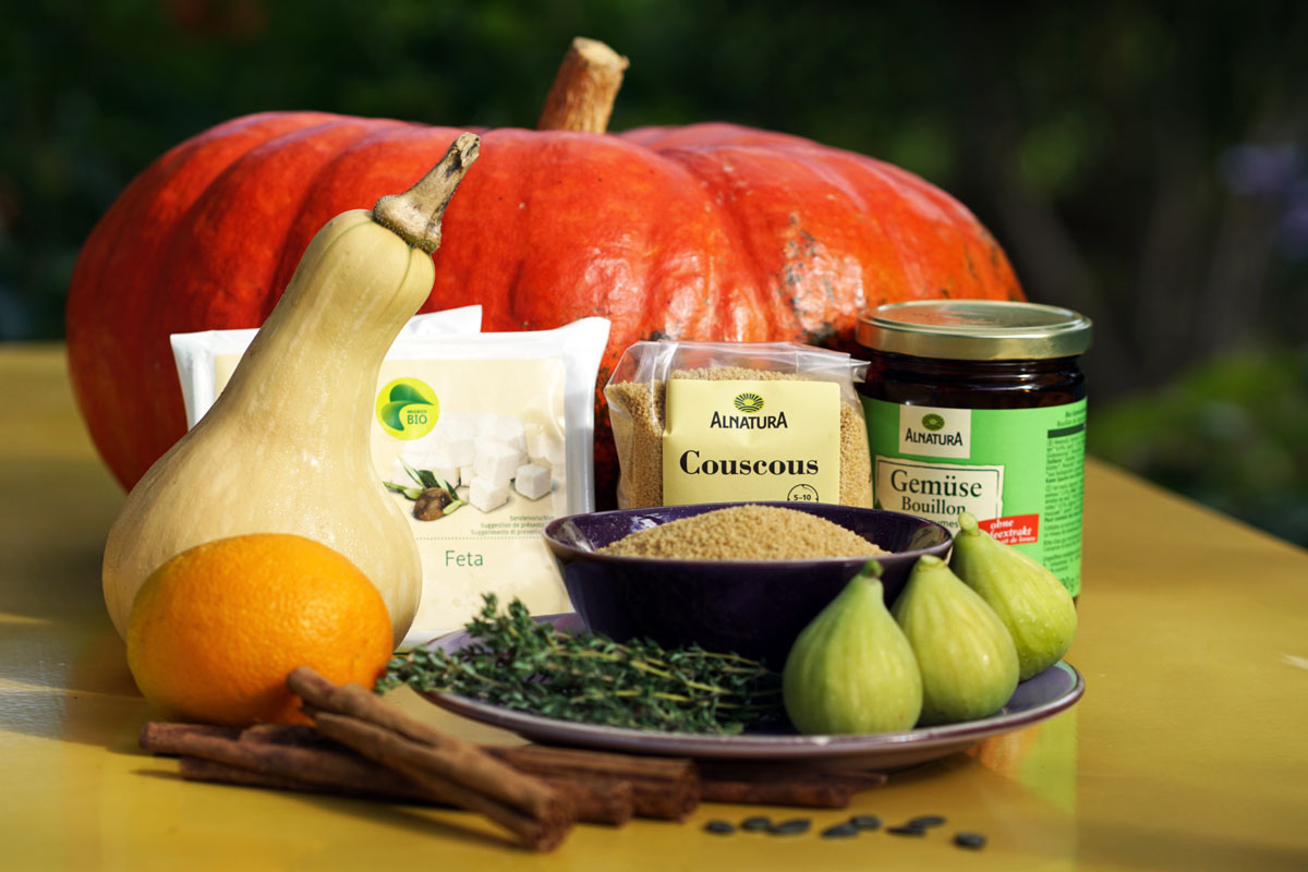 Zusammen Couscous-Kürbis-Feta Salat